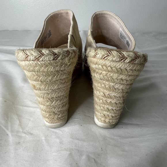 TOMS Wedge Shoes Womens Size 8 Espadrille Slip On Peep Toe Platform Sandals - Picture 4 of 6